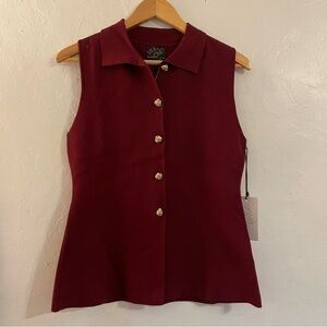 Milk & Honey Chic Maroon Button-Down Vest